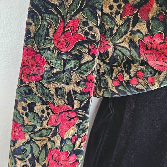 Vintage Rampage Black Velvet Dress Floral Bolero Jacket Set 11 Whimsigoth 80 90s - Picture 10 of 11